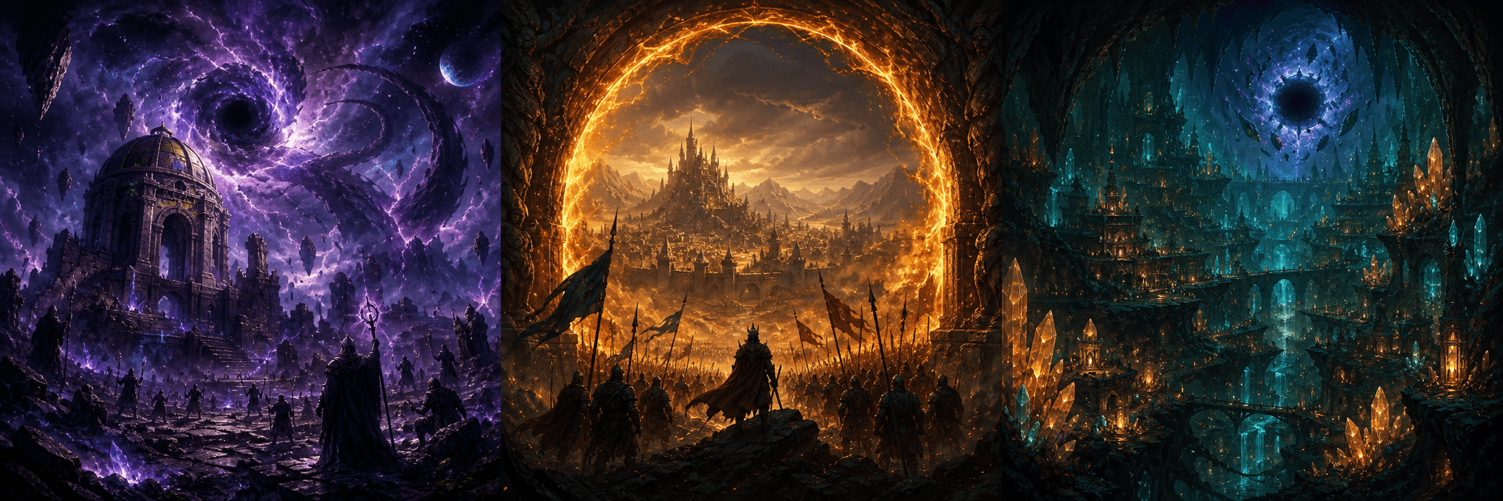 An illustrated chronicle of Warcraft's ancient cosmos, mortal wars, and subterranean Worldsoul era.